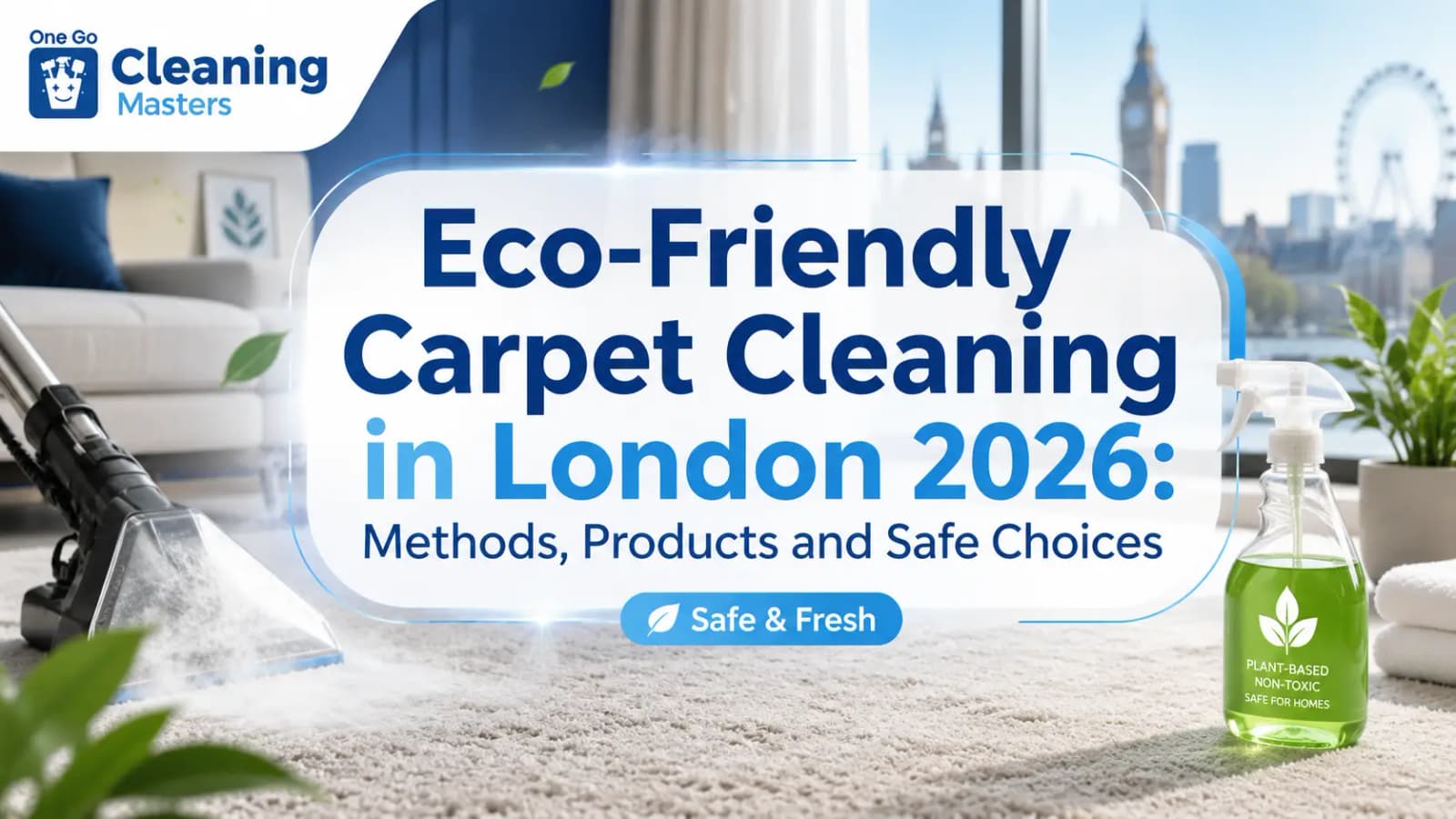 Eco-friendly carpet cleaning in London 2026 guide covering steam, dry cleaning, rugs, pets, products, green claims and home care.