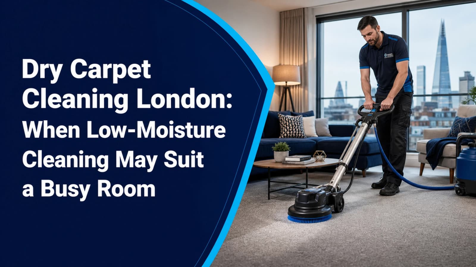 Dry carpet cleaning London low-moisture cleaning in a busy modern room