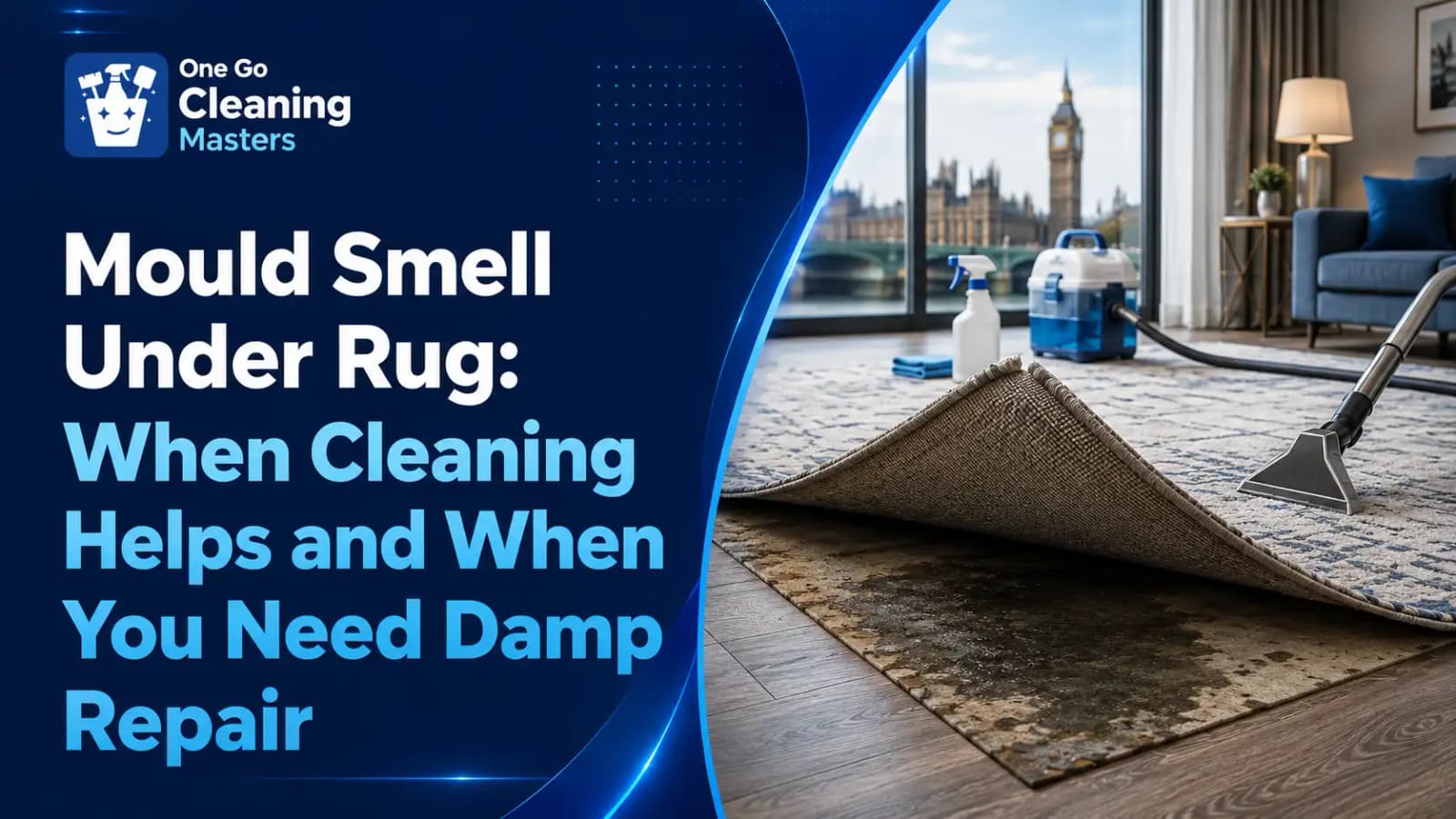 mould smell under rug in London flat showing area rug cleaning and damp repair guidance