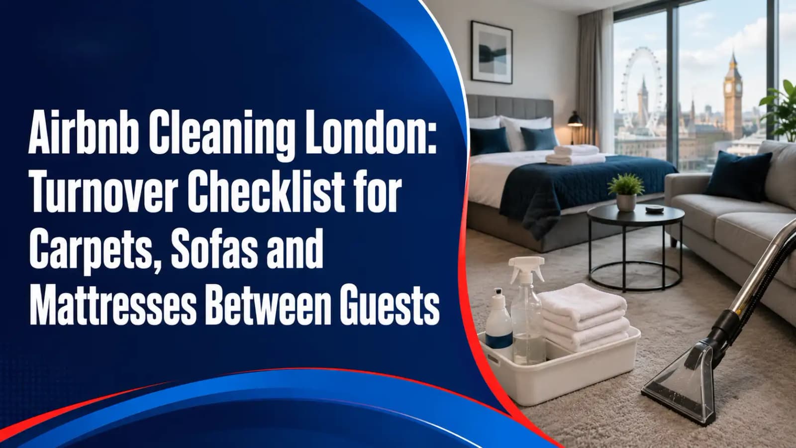 Airbnb cleaning London turnover checklist for carpets sofas and mattresses between guests