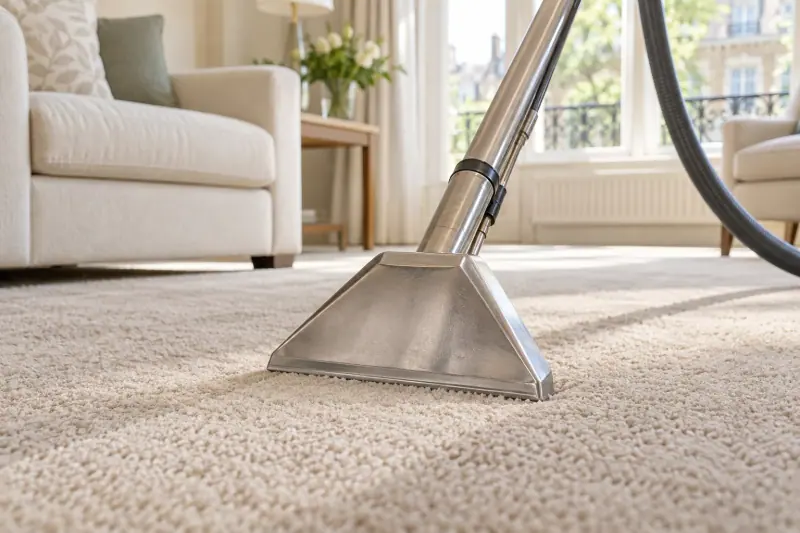 Service illustration: Hot water extraction wand on a fitted carpet.