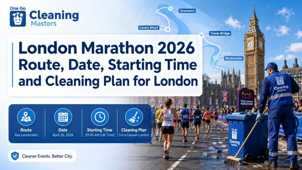 London Marathon 2026 route, date, start time, map areas and carpet cleaning plan for London homes, rentals and offices.