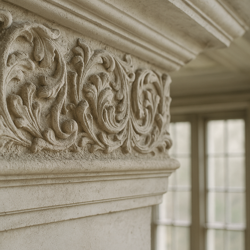 Victorian ornate ceiling cornicing with detailed plasterwork