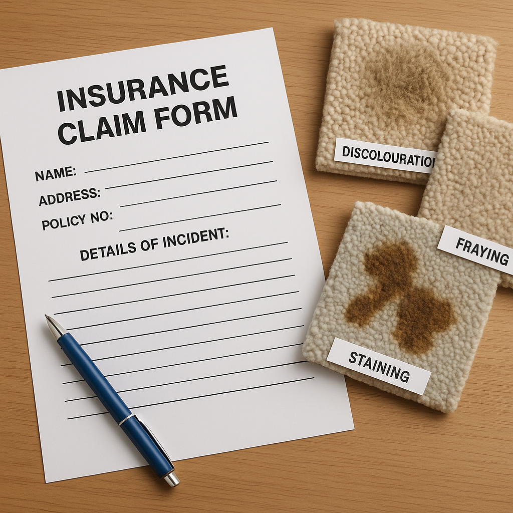 Insurance paperwork for carpet damage claim