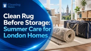 clean rug before storage by rolling a dry area rug for summer in a London flat