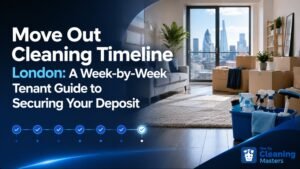 Follow this week-by-week move out cleaning timeline London to clean your rental flat systematically, pass inventory checks, and secure your deposit 2026