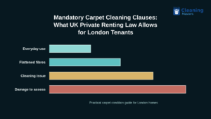 Professional carpet extraction equipment in action in a London flat before tenancy checkout inspection. mandatory carpet cleaning clauses London