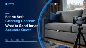 Fabric sofa cleaning London quote guide in a modern London living room