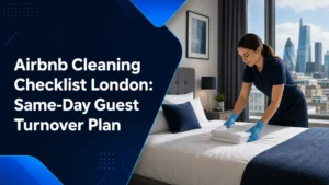 Airbnb cleaning checklist London same-day guest turnover plan in a modern London flat