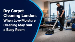 Dry carpet cleaning London low-moisture cleaning in a busy modern room